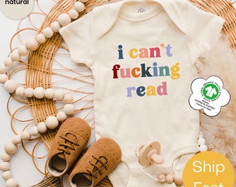 Jag kan inte läsa babytröja, sarkastisk småbarnströja, rolig grafisk barntröja