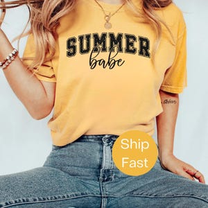 Comfort Colors® Summer Babe Shirt, Cute Summer Aesthetic Tee, Beach Girl T-Shirt, Hot Girl Summer Vibes Shirt, Trendy Coastal Graphic Tee