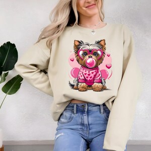 Schattige hondenliefhebber trui, Coquette Bow Esthetic, Heart Puppy Sweatshirt, Valentijnsdagcadeau voor hondenbezitters, Dog Valentine Sweatshirt