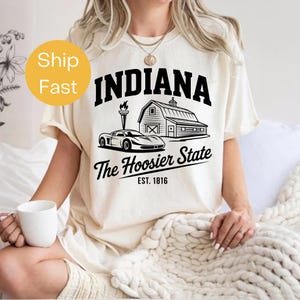Comfort Colors® Indiana The Hoosier State Shirt – Midwest Pride Tee – Cornfield Country Shirt – Retro Indiana Tee – Classic State Gift Idea
