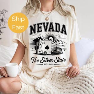 Comfort Colors® Nevada The Silver State Shirt – Desert Vibes Tee – Las Vegas Retro T-Shirt – Western Travel Gift – Nevada State Pride Tee