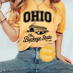 Comfort Colors® Ohio The Buckeye State Shirt – Midwest Pride T-Shirt – Retro Ohio Graphic Tee – Ohio Roots Shirt – State Pride Gift Tee