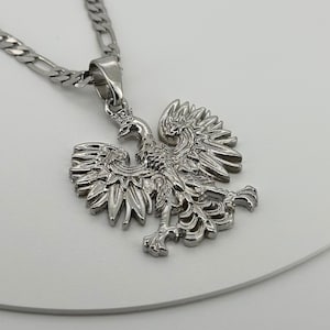 Halsband med polsk örn | Hänge i rostfritt stål | Smycken för män och kvinnor | Symbol för styrka och frihet | Present till honom och henne | Polska