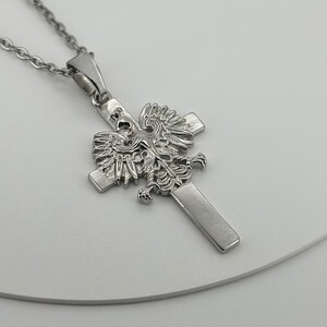 Poland Eagle Cross Necklace | Stainless Steel Pendant | Men’s and Women’s Jewelry | Symbol of Strength and Freedom | Gift for Him & Her |