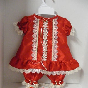 Baby Girl Outfit Red and Beige for Newborn Coming Home or First Pictures-FREE Shipping