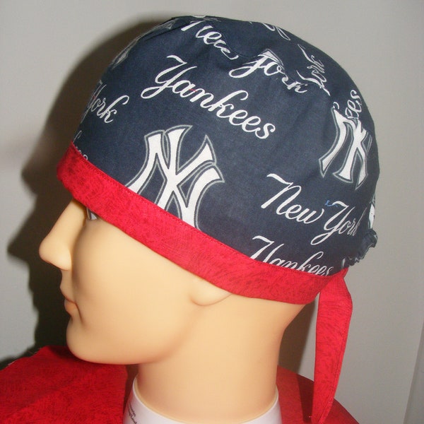 Surgical Cap New York Yankees Doctor Nurse  Scrub Hat Tie Back One Size Handmade Use as Protector