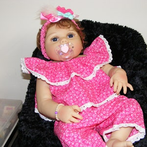 Baby Girl Outfit Hot Pink and White for Newborn 0-3 Months Includes Dress Pants Headband