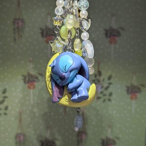 Stitch on the Moon Keyring / Bag Charms (Extra Long) - Stitch & Angel Celestial Collection image 2
