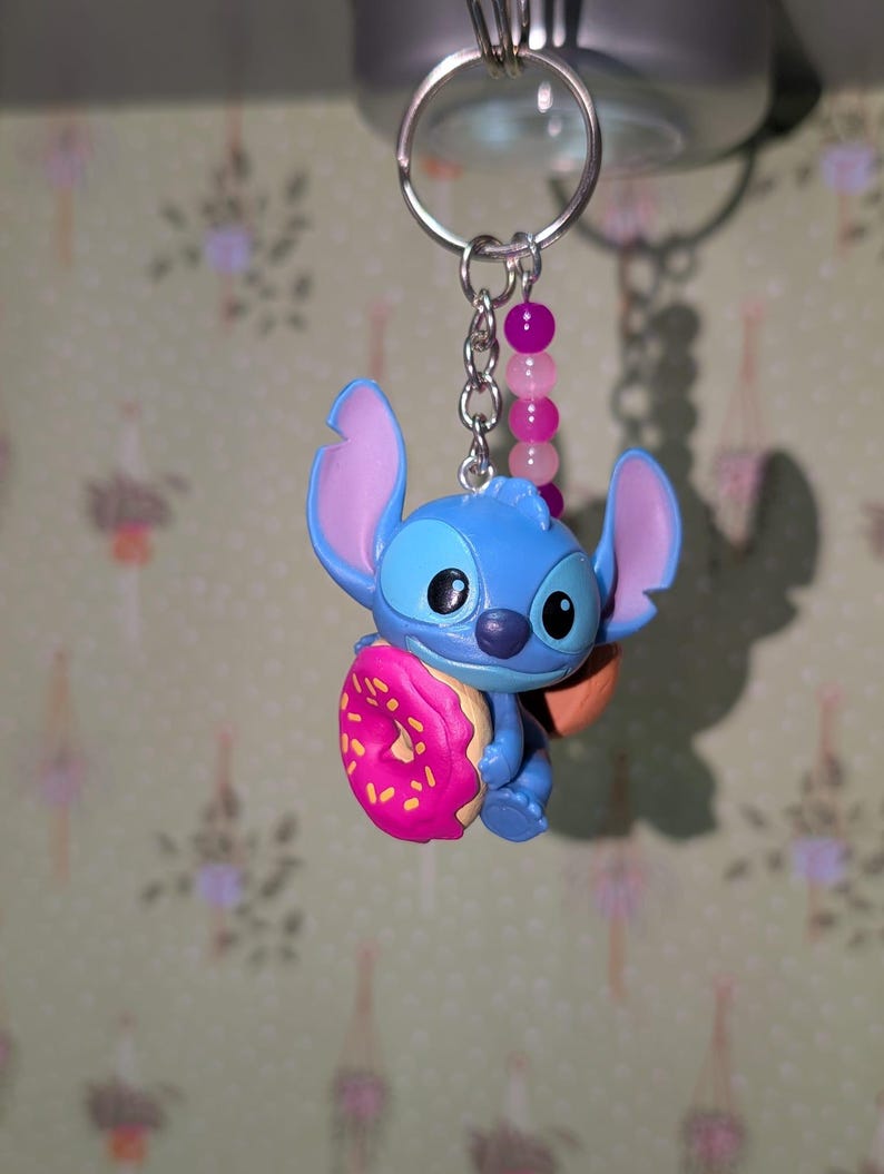 Stitch Sweeties Keyring / Bag Charms - Stitch & Angel Foodie Collection Doughnut