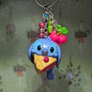 Stitch Sweeties Keyring / Bag Charms - Stitch & Angel Foodie Collection Cherry Pie