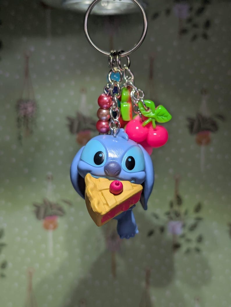 Stitch Sweeties Keyring / Bag Charms - Stitch & Angel Foodie Collection Cherry Pie