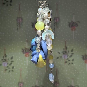Stitch on the Moon Keyring / Bag Charms (Extra Long) - Stitch & Angel Celestial Collection image 3