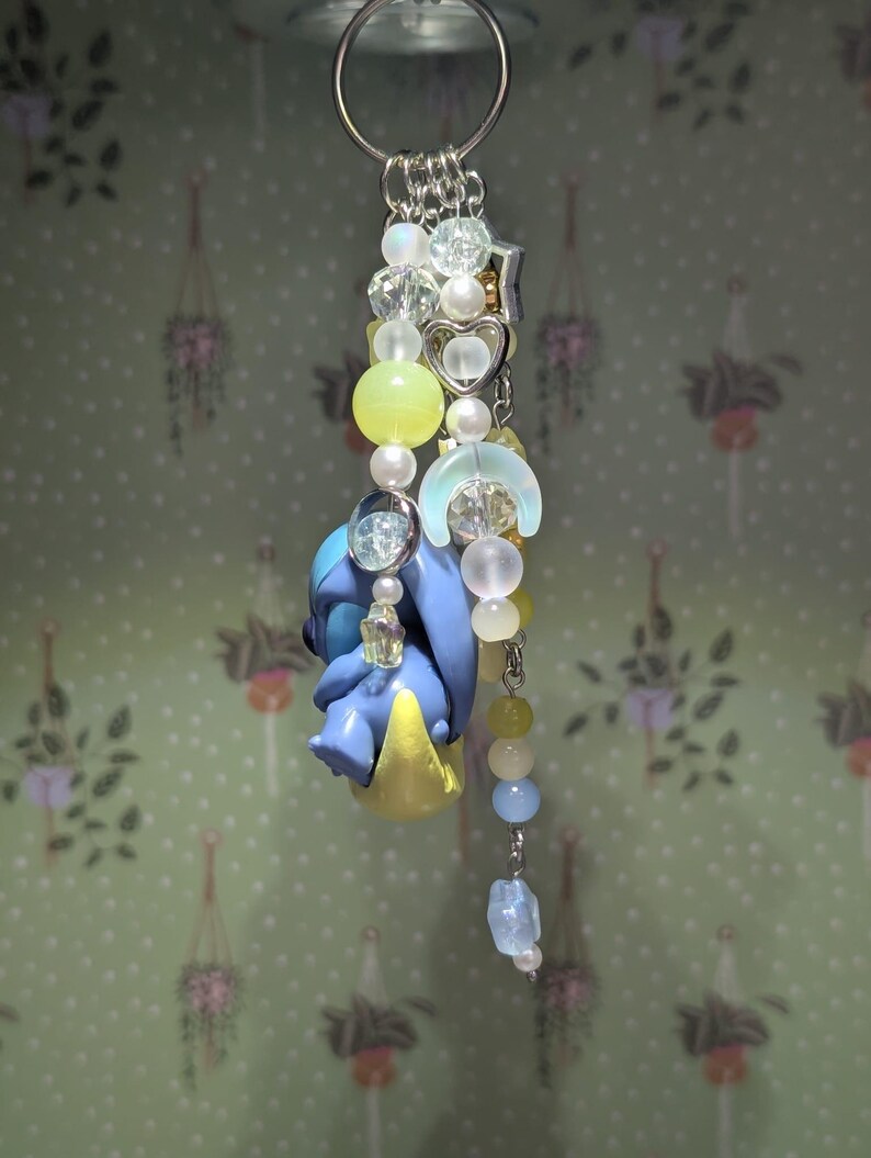 Stitch on the Moon Keyring / Bag Charms (Extra Long) - Stitch & Angel Celestial Collection image 3