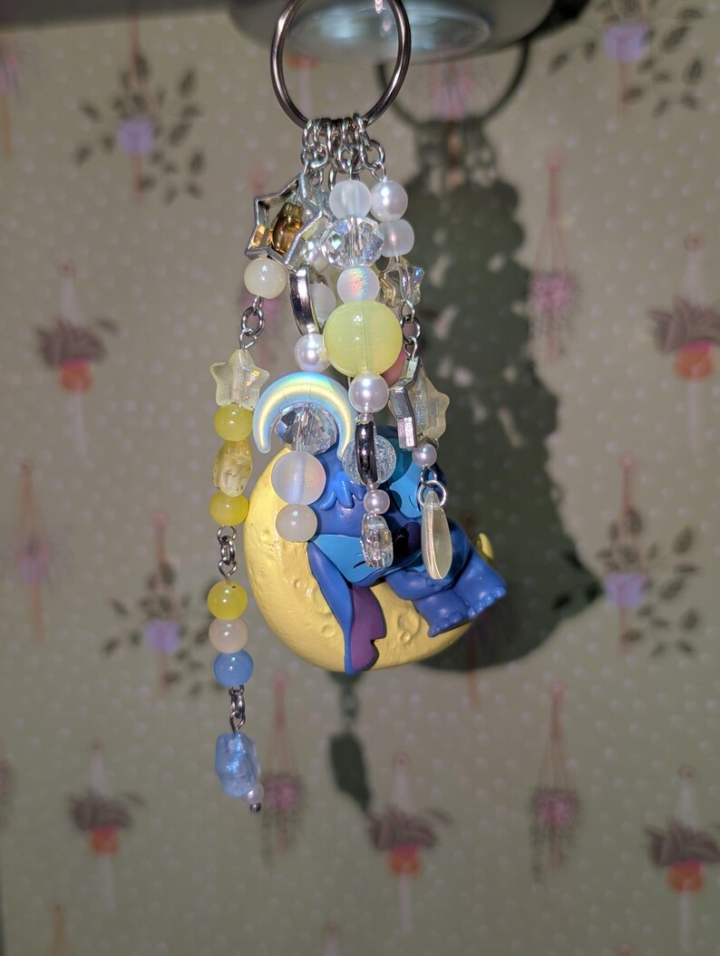 Stitch on the Moon Keyring / Bag Charms (Extra Long) - Stitch & Angel Celestial Collection image 8