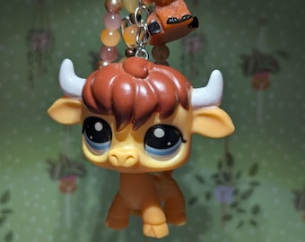 Genuine Littlest Pet Shop Figure Keyring / Bag Charm - Highland Cow, Panda & Bugs