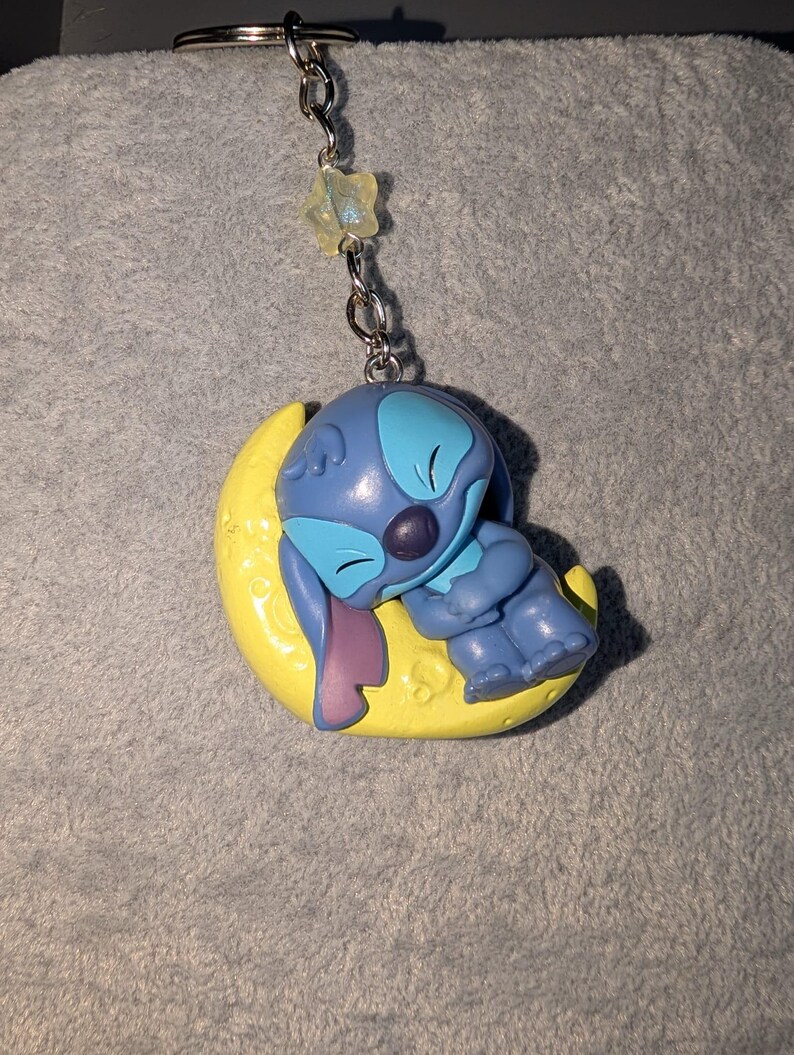 Stitch on the Moon Keyring / Bag Charms (Extra Long) - Stitch & Angel Celestial Collection image 9
