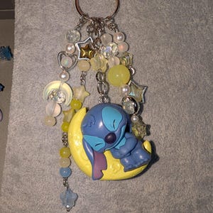Stitch on the Moon Keyring / Bag Charms (Extra Long) - Stitch & Angel Celestial Collection image 5
