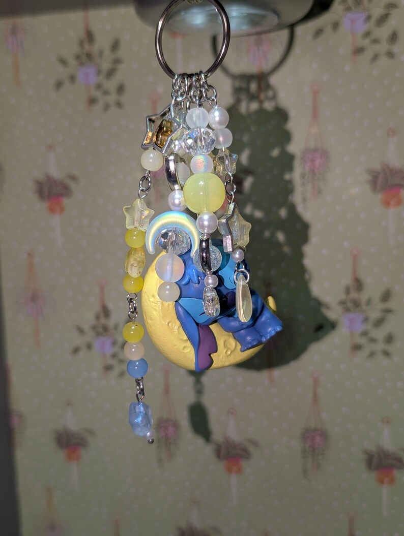Stitch on the Moon Keyring / Bag Charms (Extra Long) - Stitch & Angel Celestial Collection image 7