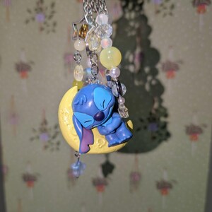 Stitch on the Moon Keyring / Bag Charms (Extra Long) - Stitch & Angel Celestial Collection image 4