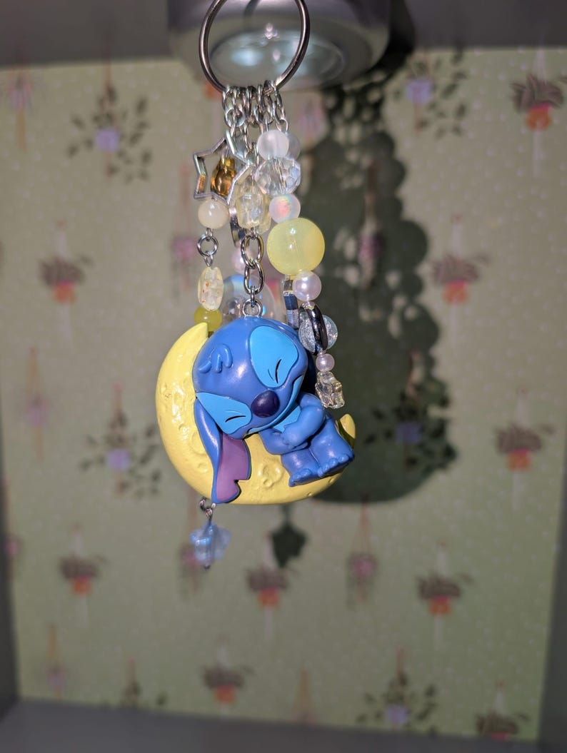Stitch on the Moon Keyring / Bag Charms (Extra Long) - Stitch & Angel Celestial Collection image 4