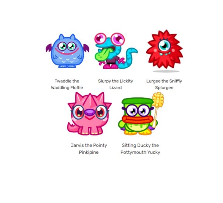 Moshling Keyring (Yuckies) - Twaddle, Slurpy, Lurgee, Jarvis & Sitting Duckie - Genuine Moshi Monsters Figure Including Special Edition