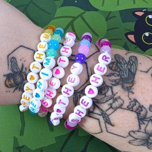 Pronoun Bracelets - Custom Pride Pronoun Bracelets - Any Pronouns, Any Colour Palette