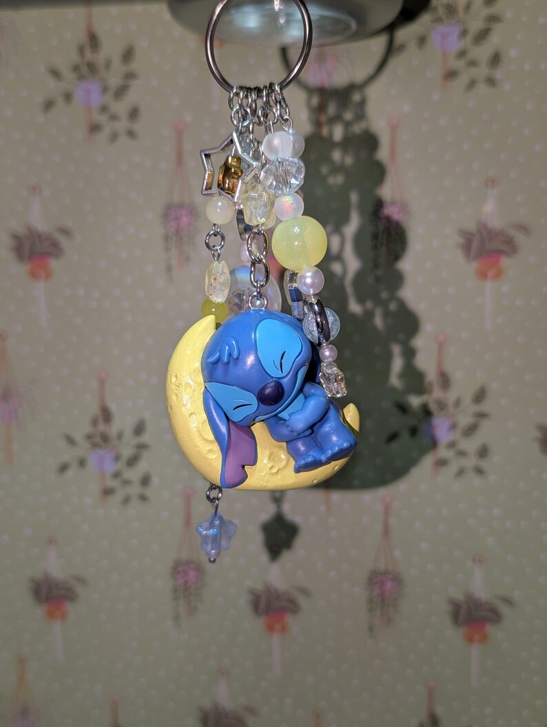 Stitch on the Moon Keyring / Bag Charms (Extra Long) - Stitch & Angel Celestial Collection image 6