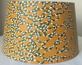 Hand painted camouflage mosaic chains crazy paving empire lamp shade - tapered drum lampshade retro mustard yellow green white black pebble