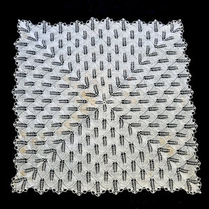 Large square doily table accent very fine work hand made in Romania from mercerized cotton vintage 1970s 72 cm at Lacoona interiors