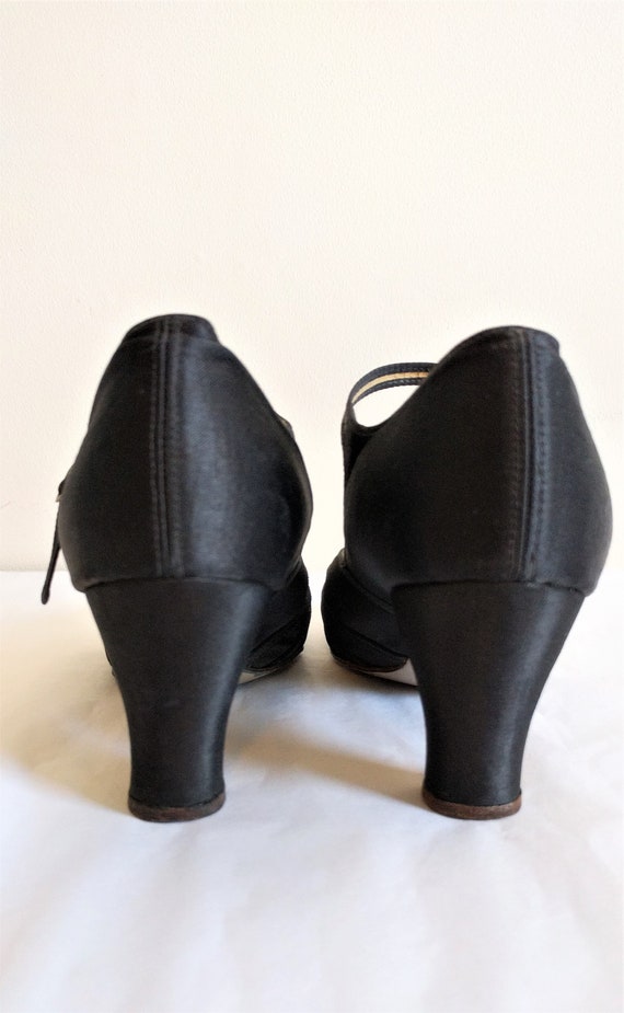 Vintage 1930's Art Deco black silk shoes - Truefo… - image 8