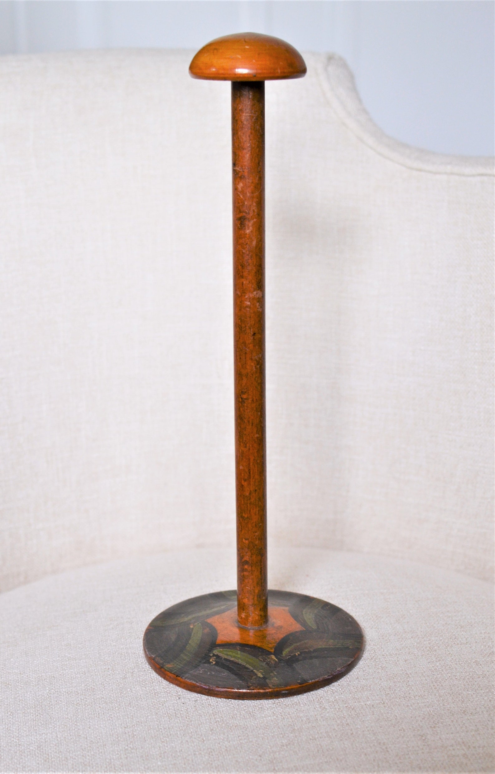 Antique Hat Stand Turned Wood Painted Base in the Style of Etsy