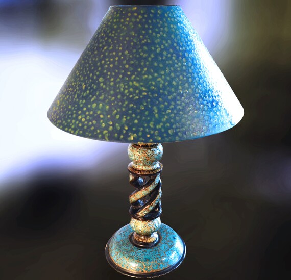 Kashmiri Lamp Lacquer Papier Mache Vintage Image 0