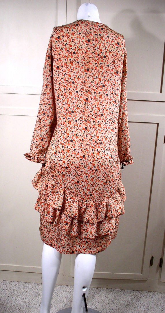 Vintage 1920s day dress/peach coral spotty dress/… - image 6