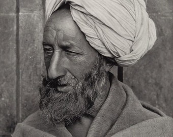 1920s Hurlimann photogravure of Persian man with turban "Muhomadan From Kashmir"