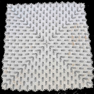 Large doily table accent very fine work hand made in Romania from mercerized cotton vintage 1970s square 83-86 cm at Lacoona interiors