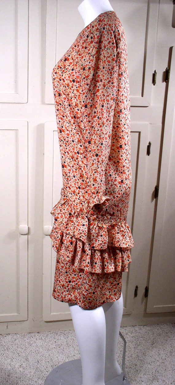 Vintage 1920s day dress/peach coral spotty dress/… - image 8