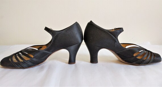 Vintage 1930's Art Deco black silk shoes - Truefo… - image 4