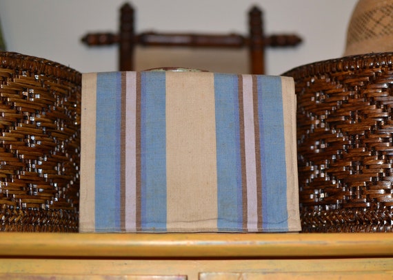 Vintage clutch bag summer blue stripe 1930 Art Dec