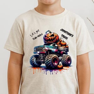 Personalized Monster Truck Halloween Shirt: "Let's Get Hallo-Weird" Boys Tee