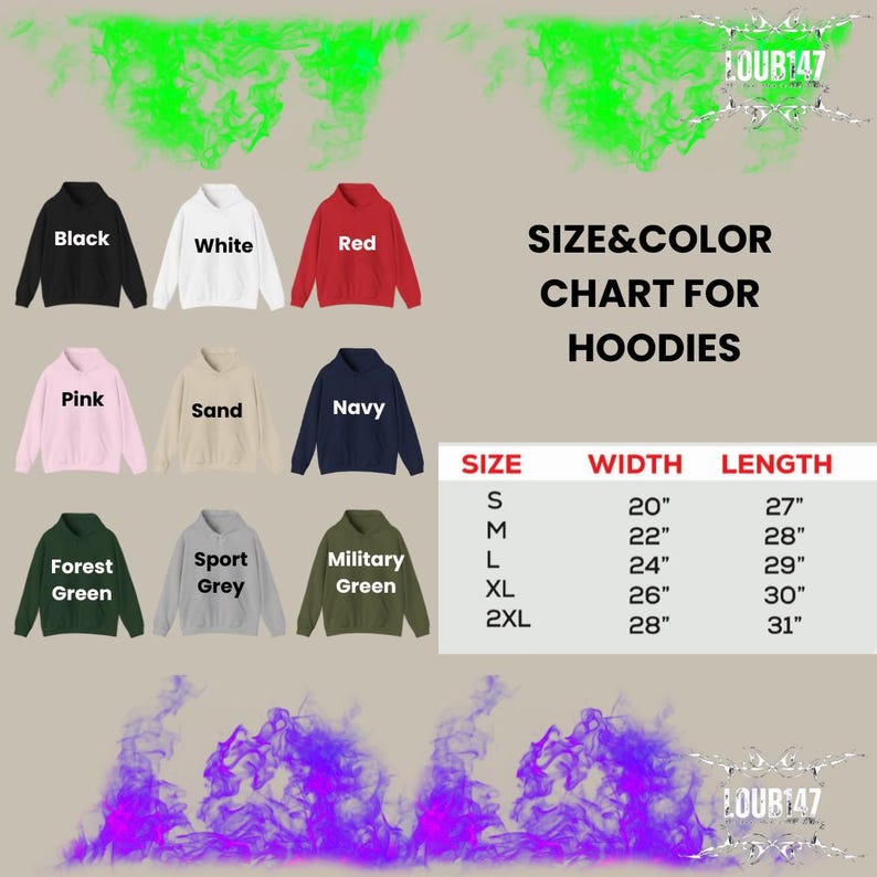 the size chart for hoodies for men and women