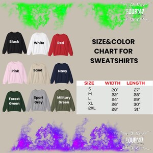 the size chart for sweatshirts for men and women
