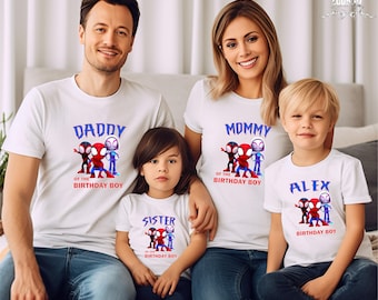 Custom Spiderman Birthday T-Shirt: Personalized Family Matching Group Shirts