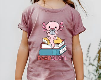 Axolotl Reader Shirt, Cute Mexican Salamander (Youth & Adult Sizes)