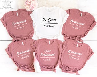 Custom Text/Name Bridal Party Shirts: Personalized Bridesmaid Tees & Tank Tops