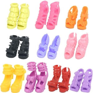 10 Pairs High Heel Doll Shoes for 11.5” Fashion Dolls – Colorful Sandals, Mixed Styles, Doll Accessories, Outfit Shoes