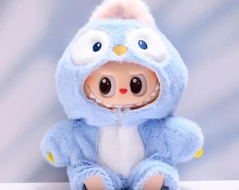Cute Penguin Jumpsuit For Labubu 17cm Dolls | Baby Monster Outfit Clothes | Idol Doll Clothing Accessories Kids Gift