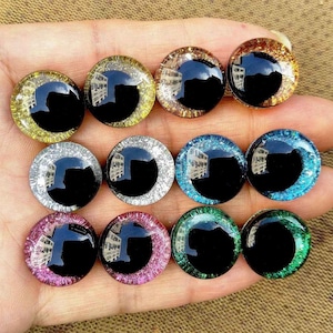 3D Glitter Safety Eyes for Toys | Large Red Trapezoidal Eyes for Amigurumi, Plush Dolls, Knitting, Crocheting, & DIY Craft Projects