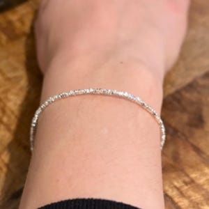 925 Silver Dainty Minimalist Bracelet, Chain Link Bracelet, Silver Beaded Bangle, 925 Sterling Silver, Adjustable Bracelet, Gift for Her