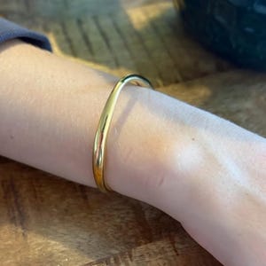 14k Gold Plated Bangle Bracelet, Gold Cuff Bangle Bracelet, Adjustable Bangle, Twist Bangle, Layering Bracelet, Womens Bangle, Gift for Her