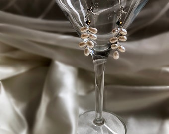 Freshwater White Pearl Drop Earrings with Silver Plate Lever Back Closure